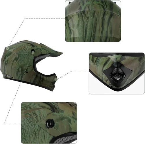Miniatura 3 de XFMT - Juego de casco DOT con gafas y guantes para motocross, cuatrimoto y vehículos todoterreno para niños y jóvenes (hoja de arce, talla L)