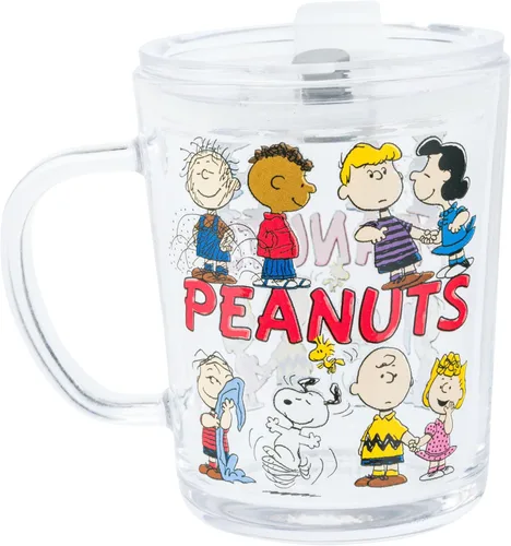 Miniatura 2 de Taza de viaje de vidrio con cierre deslizante y asa de Silver Buffalo Peanuts con Charlie Brown, Snoopy, Woodstock, Sally, Lucy, Linus, Schroeder