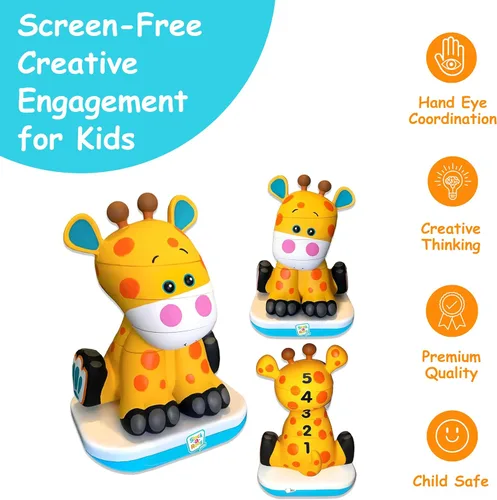 Miniatura 4 de Stack-a-Roos Baby Giraffe por Salus Brands - Juguete apilable de animales, juguete educativo de aprendizaje temprano para bebés, niños pequeños, a