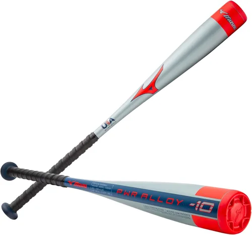 Mizuno PWR ALLOY -10 USA - Bate de béisbol juvenil | Barril de 2 5/8 pulgadas | 1 pieza de aluminio | Aleación de grado aeroespacial | Barril