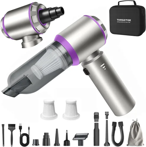 Aspiradora portátil inalámbrica para automóvil, 20000Pa 4 en 1, limpiador de mano y plumero de aire, motor sin escobillas de 80000 RPM, carga tipo