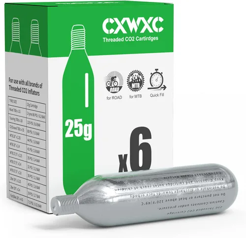 Miniatura 10 de CXWXC Cartuchos roscados de CO2 de 16g / 25g o inflador de CO2 para neumáticos de bicicleta - Cartucho para inflador de CO2 con conexión roscada