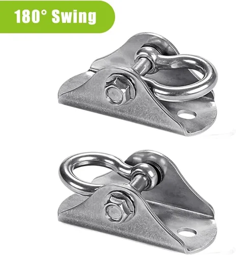 Miniatura 5 de BeneLabel Paquete de 4 Colgadores Giratorios de Acero Inoxidable para Montaje en Techo con Capacidad de 1000 LB Giro de 180° Herrajes de Columpio