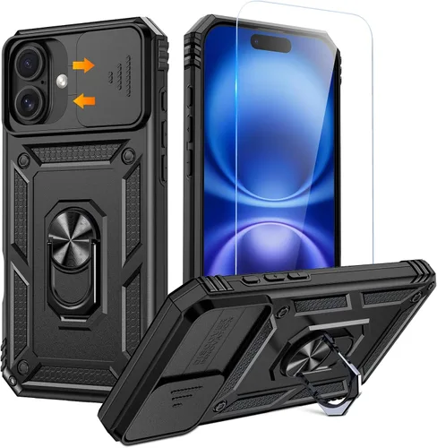 Miniatura 11 de Goton Funda para iPhone 14 Plus con Protector de Pantalla - Funda con Cubierta Deslizante para Cámara con Soporte de Anillo, Resistente de Grado