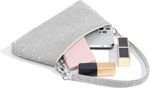 Miniatura 7 de YUWITA Bolso de noche con diamantes de imitación para mujer