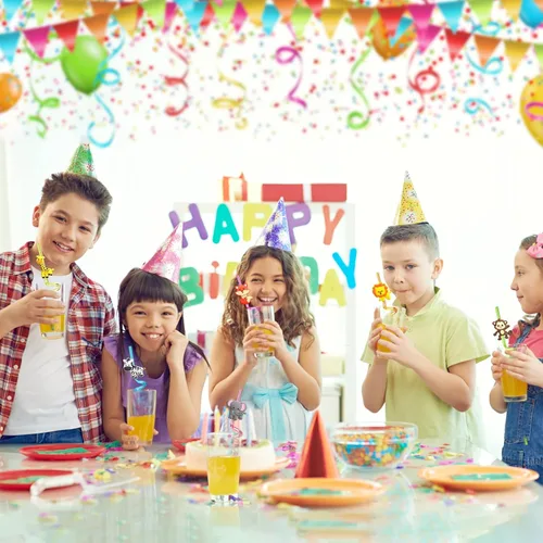 Miniatura 7 de 24 pajitas de plástico reutilizables de animales de la selva para león, zorro, cebra, jirafa, safari, suministros de fiesta de cumpleaños, regalos