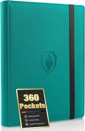 Miniatura 12 de Fabmaker - Carpeta de tarjetas prémium con 9 bolsillos para 360 tarjetas, carpeta de tarjetas coleccionables de poliuretano resistente, álbum