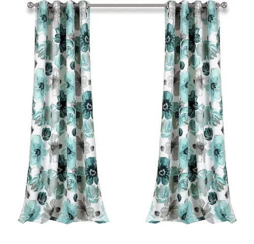 Miniatura 9 de Lush Decor Leah - Paneles de cortinas para ventana con filtro de luz, par, 52" de ancho x 95" de largo, azul - cortinas florales para dormitorio