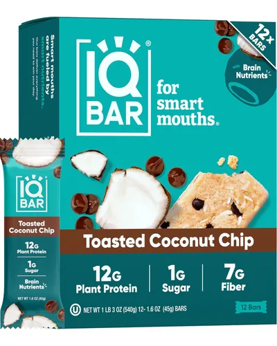 Miniatura 20 de IQBAR - Barras de proteínas para el cerebro y el cuerpo a base de plantas - Banana y nuez - 24 unidades - Keto, veganas, bajas en carbohidratos