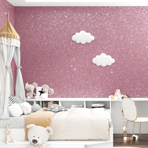 Miniatura 7 de WESTICK Papel tapiz rosa con purpurina para pegar y despegar, papel de contacto con purpurina rosa para armarios y cajones, papel tapiz removible