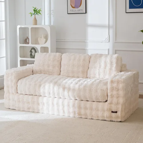 Miniatura 24 de MAXYOYO Sofá de dos plazas para sala de estar, sofá pequeño acolchado sin estructura, cómodo sillón tipo puf para espacios pequeños, dormitorio