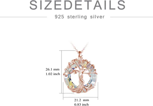 Miniatura 3 de TOUPOP Collar con colgante de árbol de la vida familiar de plata de ley para el día de la madre, con círculo de cristal, regalos para mujeres