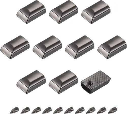 Miniatura 7 de uxcell 30 tapones de metal con cremallera, extremos rectangulares de repuesto con tornillo para manualidades, bolsa, equipaje, bronce oscuro