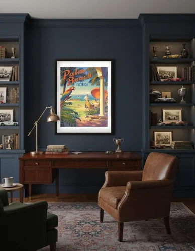 Miniatura 4 de Palm Beach Florida - Vintage Travel Poster by Kerne Erickson - Master Art Print (Unframed) 6in x 9in
