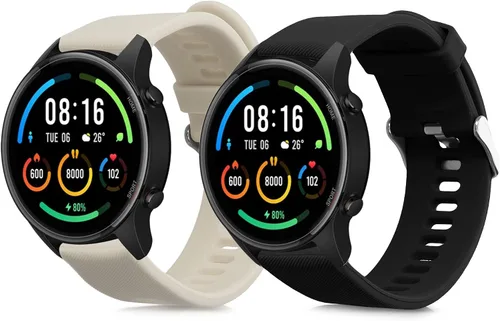 kwmobile Correas compatibles con Xiaomi Mi Watch/Mi Watch Color Sport Straps - 2 correas de silicona de repuesto - Negro/Azul Oscuro