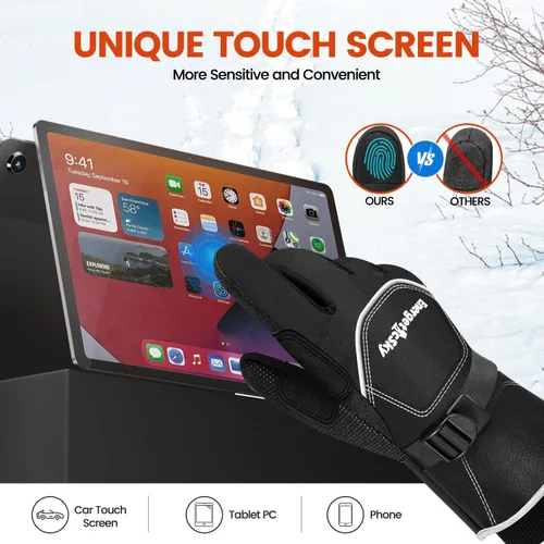 Miniatura 4 de UJUJIA -Guantes de invierno de 40 , guantes de esquí y snowboard para hombres y mujeres, guantes térmicos cálidos para clima frío, impermeables