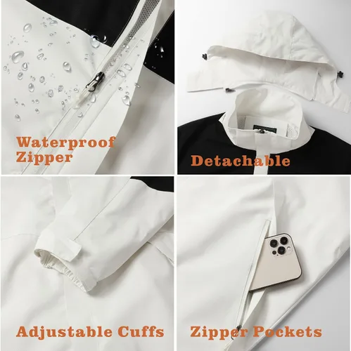 Miniatura 37 de GIISAM Chaqueta de lluvia para hombre, impermeable, ligera, para exteriores, rompevientos con capucha