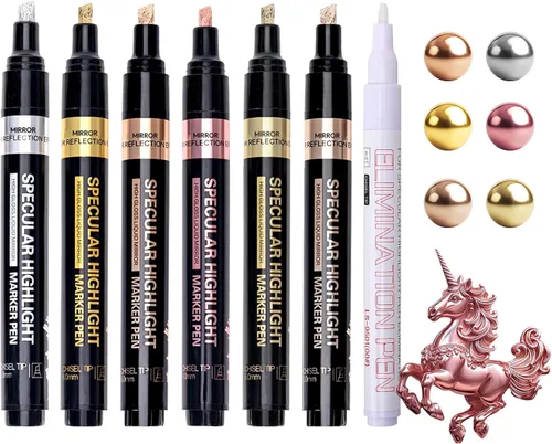 Miniatura 7 de Resiners 3 marcadores de pintura líquida dorada, marcadores de pintura acrílica y bolígrafo líquido de espejo, permanente de alto brillo