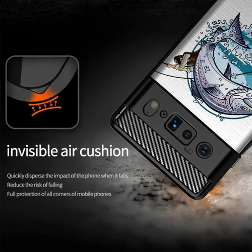 Miniatura 4 de CasesOnDeck Black TPU Case Compatible with Google Pixel 6A (2022) / Pixel 6A Case Slim Minimalistic Flexible Textured Cover -Bass Fishing