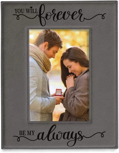 Miniatura 7 de KATE POSH You Will Forever by My Always - Marco de cuero gris grabado – Compromiso, boda, 3er aniversario, I Love You Regalos para parejas