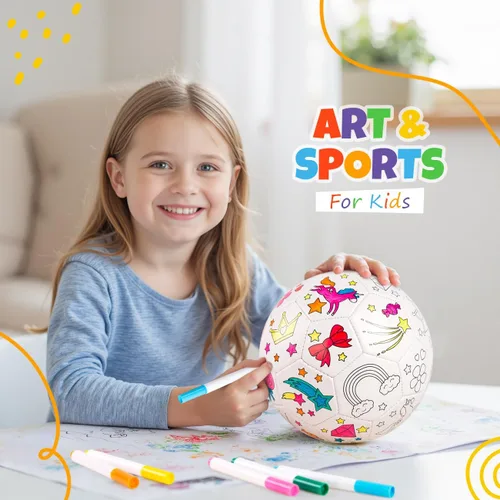Miniatura 2 de Pinta tu propia pelota de fútbol con marcadores, kits de manualidades y artes para niños pequeños, regalos de fútbol para niñas y niños, tamaño 3