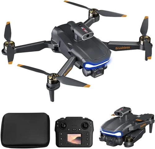Drone motor sin escobillas con cámara, 8K HD FPV Drone para niños adultos, evitación de obstáculos RC Quadcopter con giros 3D, posicionamiento de