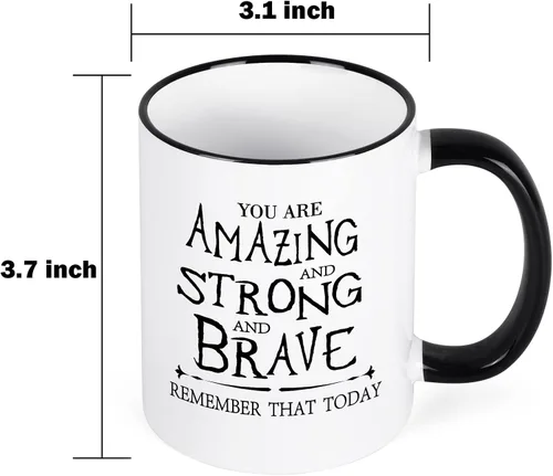 Miniatura 7 de Cabtnca Taza de café inspiradora - You're Amazing And Strong And Brave, regalo fuerte para mujer, regalo de agradecimiento para hombres, 11 onzas