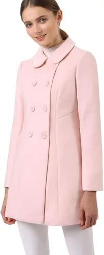 Miniatura 2 de Allegra K - Gabardina larga de invierno con cuello Peter Pan y botonadura doble para mujer