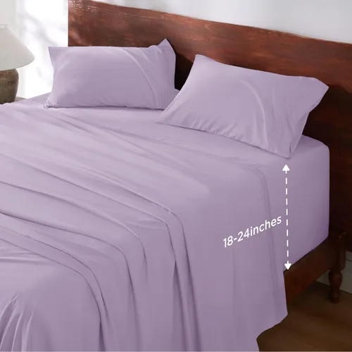 Miniatura 31 de Bedsure Juego de Sábanas King de Bolsillo Profundo - Se Adapta a Colchones de Hasta 21 Pulgadas de Grosor - 4 Piezas Sábanas de Cama GentleSoft