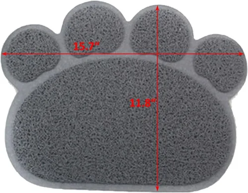Miniatura 5 de Mantel individual de PVC para mascotas, perros, gatos, cachorros, gatitos, comida y agua, tapete antideslizante con forma de pata, color gris