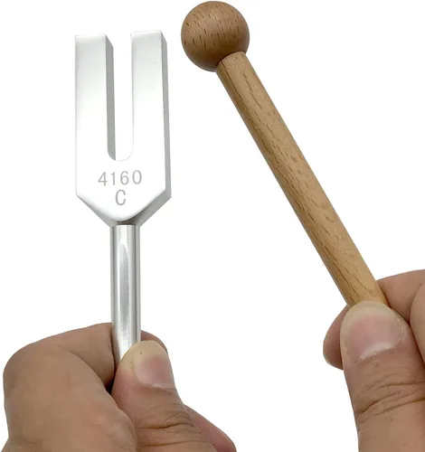 Miniatura 5 de Juego de diapasones de ángel 4096 Hz 4160 Hz 4225 Hz para limpieza de cristales, sintonizadores de ángel, martillo de madera y bolsa de terciopelo