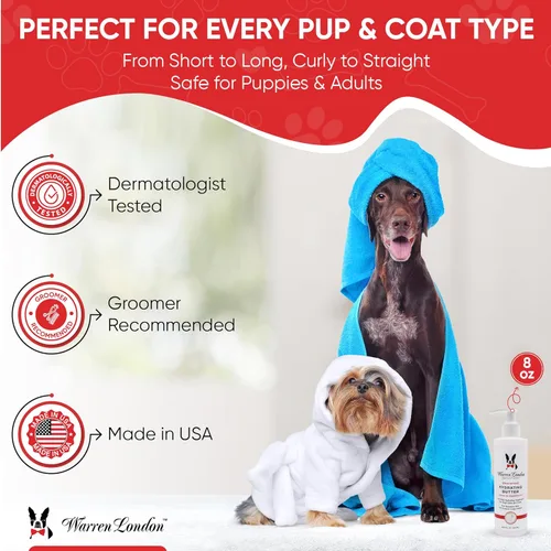 Miniatura 6 de Warren London Acondicionador hidratante de mantequilla sin enjuague para perros Loción para piel y pelaje Acondicionador de aloe para cachorros