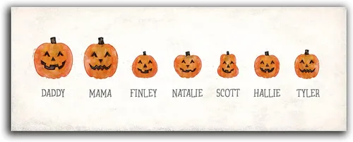 Miniatura 53 de Personal-Prints Familia Jack-O-Lantern – Regalo único personalizado de Halloween u otoño para Acción de Gracias o decoración y inauguración