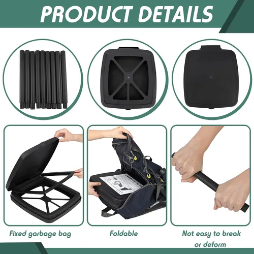 Miniatura 7 de Vicenpal Soporte portátil para bolsas de basura plegable, cubo de basura expandible para exteriores, accesorios de campamento para interiores
