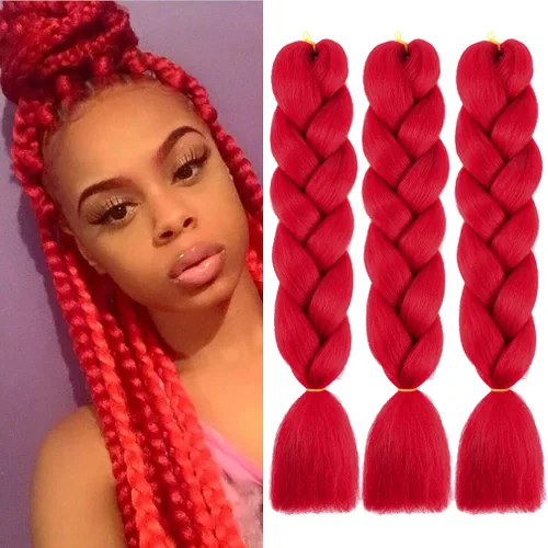 Miniatura 76 de Xiaofeng Extensiones de cabello trenzado coloridas Ombre de 61 cm, 3 unidades, trenzas Jumbo de alta temperatura para trenzas en zigzag y trenzas