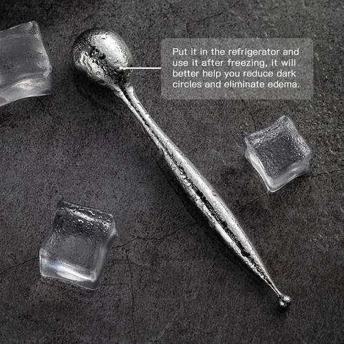 Miniatura 6 de LISAPACK Varita de rodillo de crema de ojos de metal, masaje facial, masajeador facial para aplicador, reduce la hinchazón Plateado