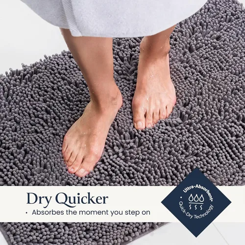 Miniatura 3 de BELADOR Juego de 2 alfombras de baño de felpa de secado rápido, suave felpilla con respaldo de goma, juego de alfombras absorbentes, alfombras