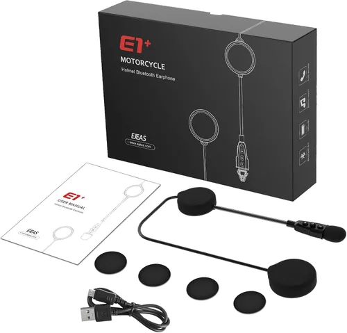 Miniatura 7 de EJEAS Auriculares Bluetooth para casco de motocicleta E1+, altavoz de casco Bluetooth 5.1 con respuesta automática de llamada y función de reducción