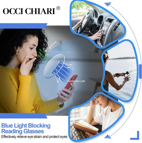 Miniatura 3 de Gafas de lectura Occhi Chiari para ordenador, filtro que bloquea la luz azul, gafas de vista cansada, lentes anti brillo con protección UV para Gris