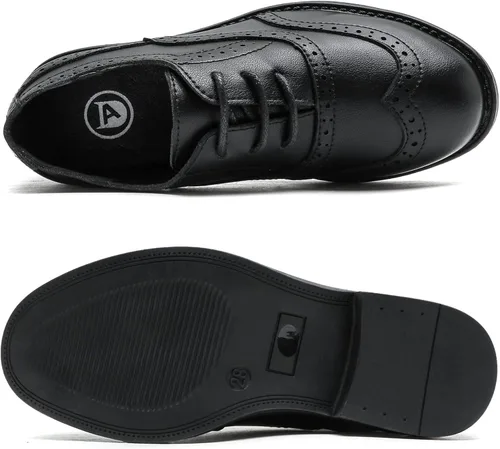 Miniatura 4 de DADAWEN Zapatos Oxford clásicos de cuero con cordones para niño, zapatos Oxford cómodos para uniforme escolar, boda, iglesia, zapatos de vestir