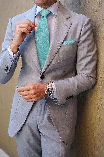 Miniatura 93 de HISDERN Corbatas para hombre, corbata de cachemira y bolsillo cuadrado tejido clásico floral para hombre, corbata de fiesta de boda