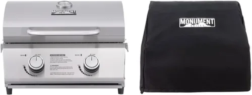 Miniatura 13 de Monument Grills Parrilla de gas propano de mesa para acampar al aire libre portátil cocinar con cerraduras de viaje, tapa alta de acero inoxidable