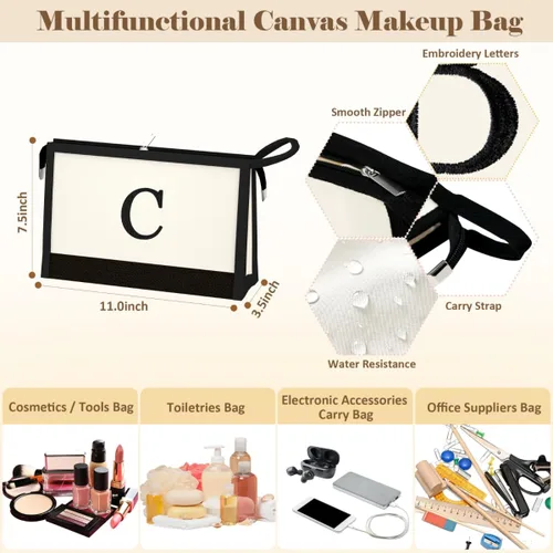 Miniatura 5 de Regalos para el día de la madre para mujeres, bolsa de lona con inicial para mujeres, regalos de cumpleaños personalizados para mamá, amigas