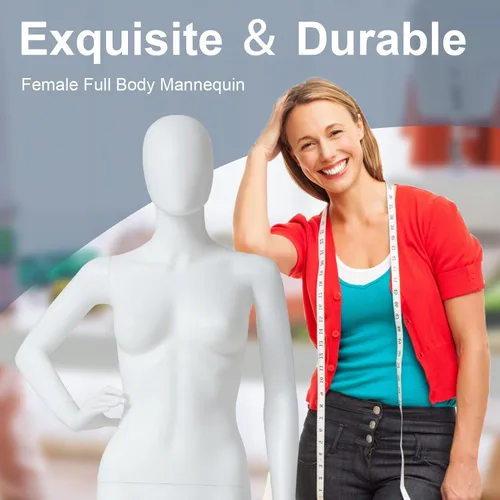 Miniatura 5 de kinbor Maniquí femenino de cuerpo completo – Maniquíes minoristas de 70 pulgadas con soporte de modelo con base de metal para costura, exhibición