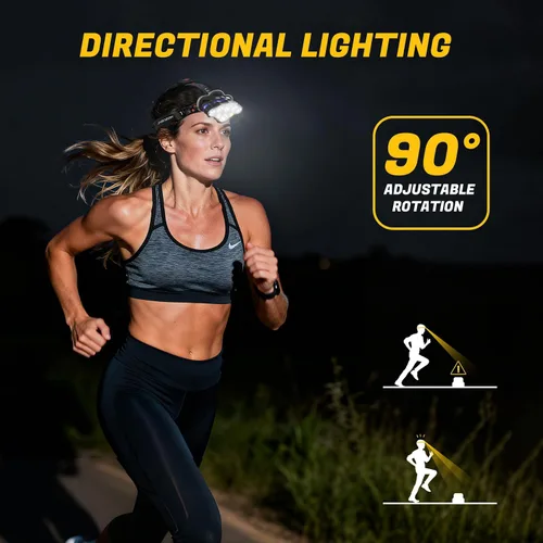 Miniatura 4 de MIOISY - Linterna recargable para cabeza, 8 luces LED súper brillantes, lámpara de cabeza con luz roja y blanca, resistente al agua IPX4, 8 modos