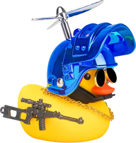 Miniatura 19 de wonuu Adornos de pato de goma para automóvil, pato amarillo fresco, decoraciones de tablero de automóvil, gafas chirriantes de pato con casco de Y