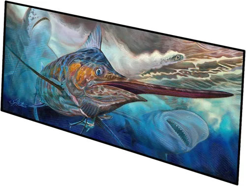 Caroline's Treasures JMA2000HRM2858 Running The Guantlet Blue Marlin - Tapete para interiores y exteriores, 28 x 58 pulgadas,