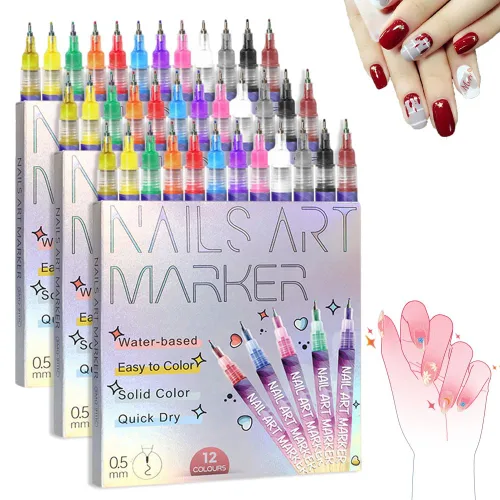 Miniatura 8 de Juego de 12 pinceles para arte de uñas, marcador de uñas mejorado 2026, pincel de arte de uñas de punta fina de 0.5mm, pincel de uñas de punta fina