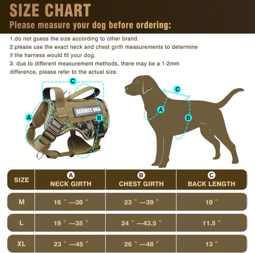 Miniatura 6 de WINSEE - Arnés táctico para perro grande, chaleco MOLLE de servicio para perro resistente con 10 parches para mascotas, chaleco militar de trabajo