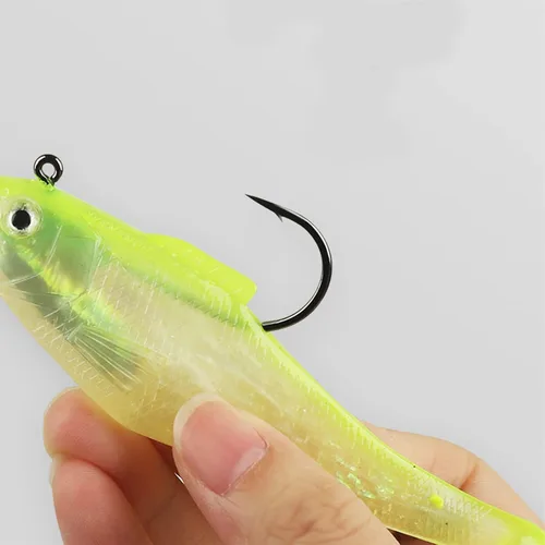 Miniatura 5 de Señuelos de Cabeza de Plomo Pre-Aparejados de Cola de Paleta Swim Shad 3PCS 4" 1oz Cebo Suave de Plástico Swimbait para Agua Dulce y Salada